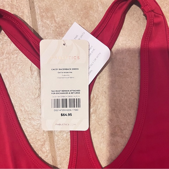 Fabletics Cacey Racerback Dress side slither tricot fabric scarlet red size XL - Picture 2 of 13
